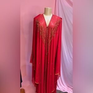 Dubai Elegant Red Beaded Kaftan